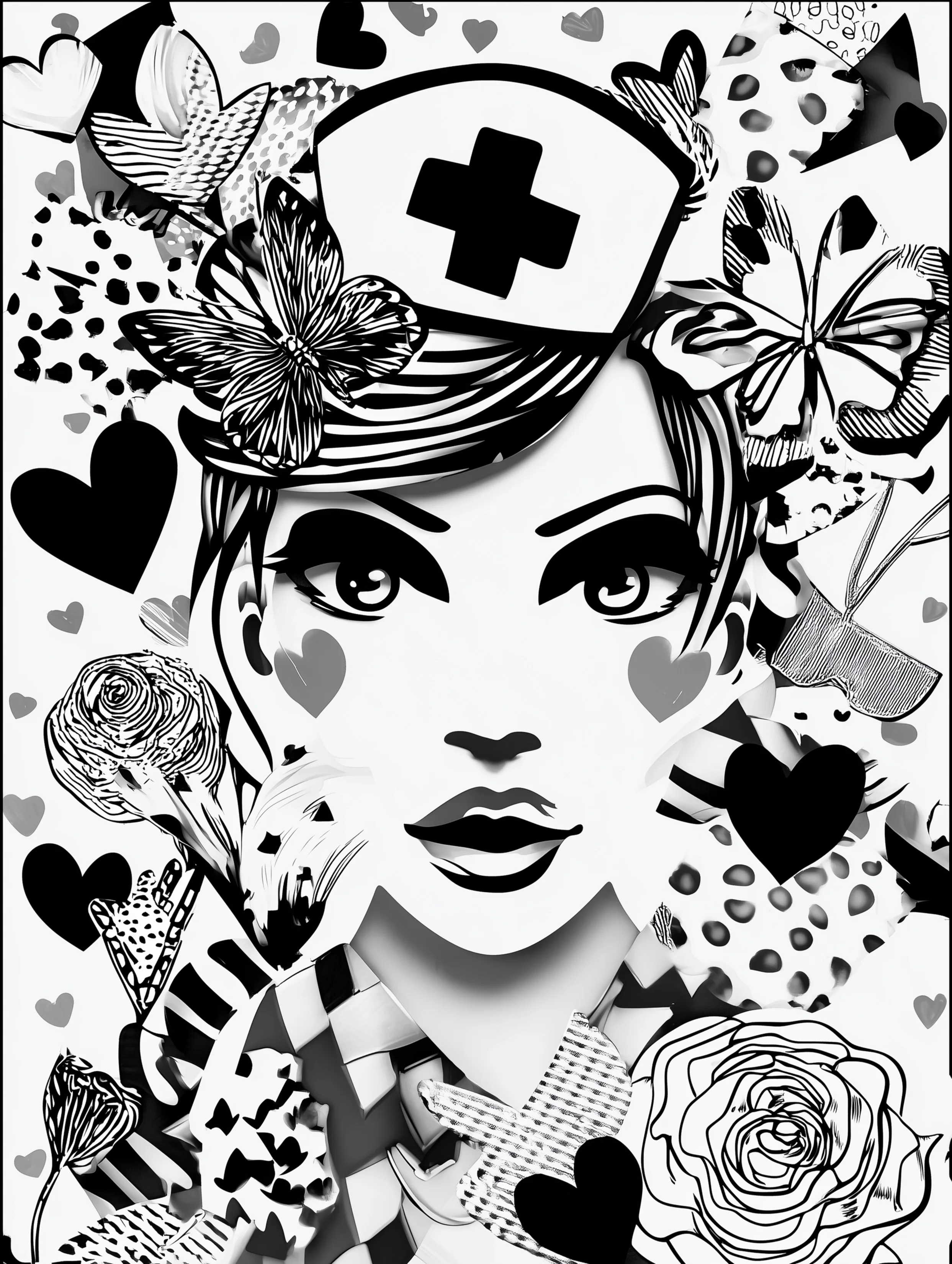 Free printable nursing coloring page for adults featuring a masculine nurse